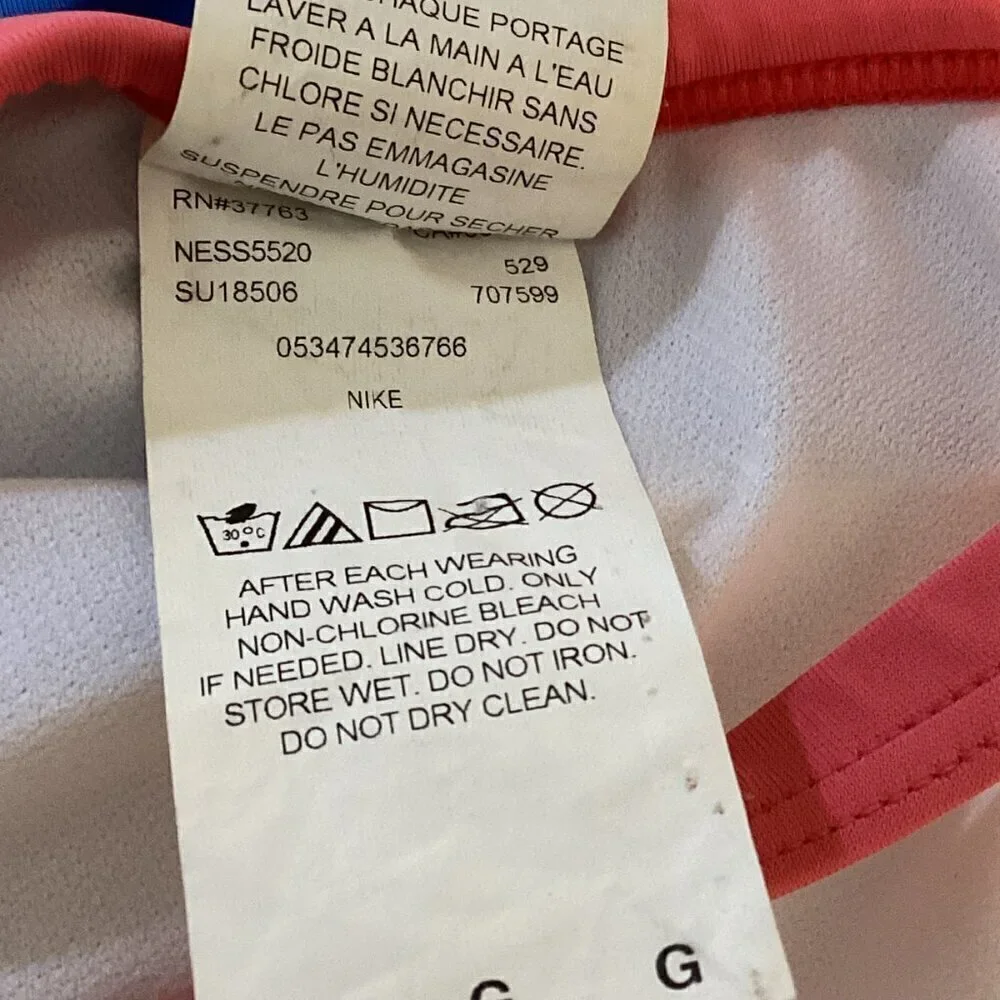 Nike Girls One-Piece Racerback‎ Swimsuit Sky Blue and Pink Sz 14 282i